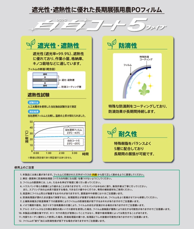 スカイコート白白コート５(厚さ0.15mmX幅185cmX長さ1m): 農業資材